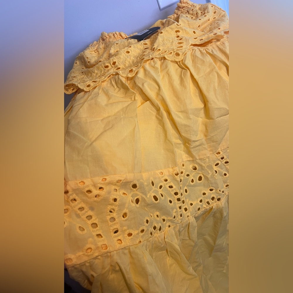 Fashion Nova Yellow Two-Piece Eyelet crochet Maxi Dress - Picture 7 of 7